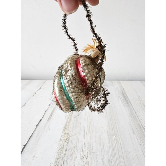 Antique tinsel mercury glass german spiral ornament axis tree with tinsel - Picture 4 of 9